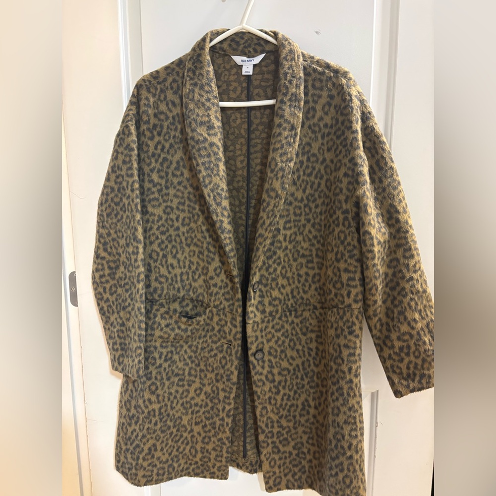 Old Navy Women's Tan Leopard Teddy Jacket